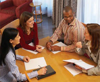 Meeting at a table.